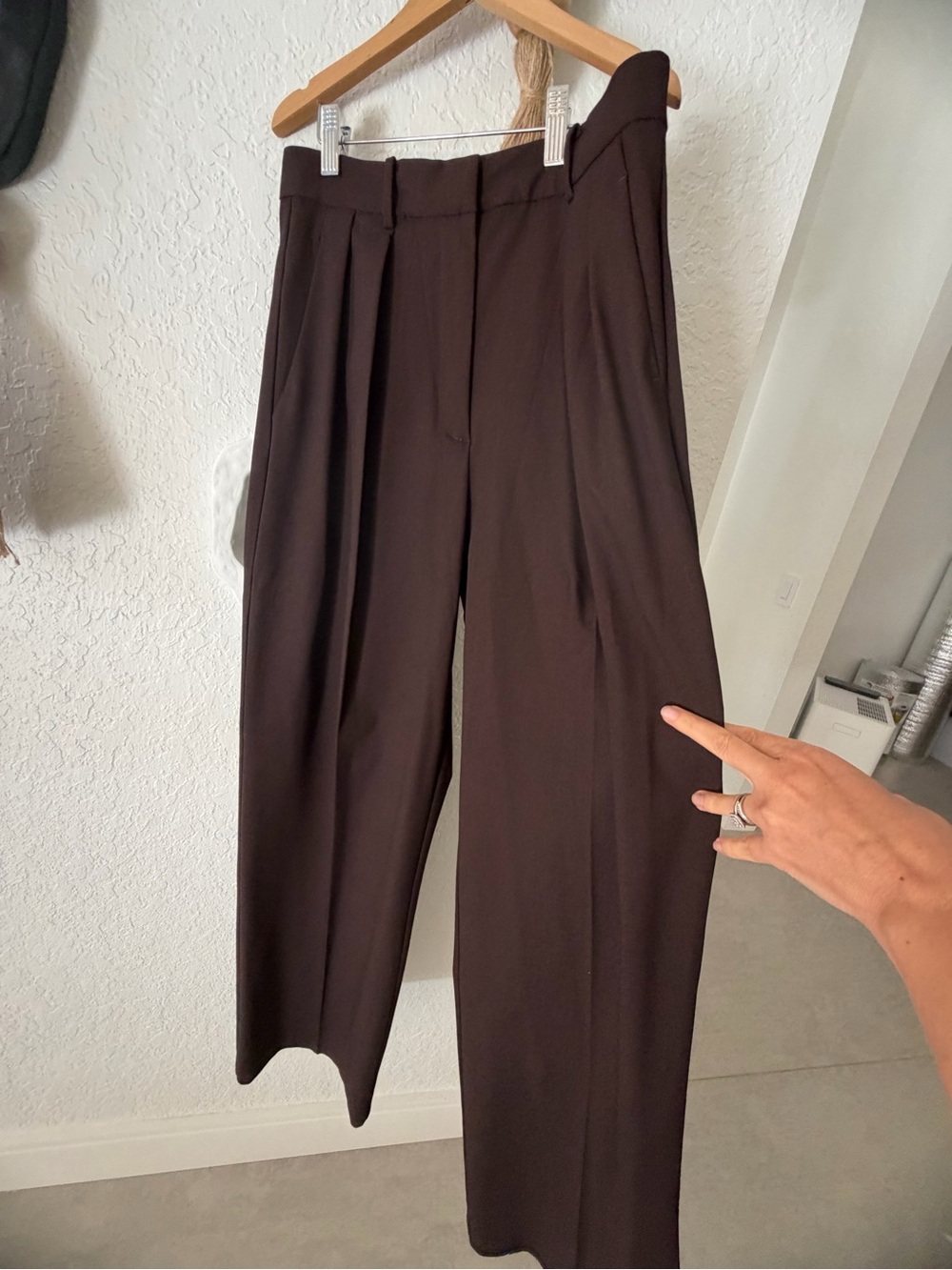 Mango Tailored High-Waist Wide-Leg Pants - Dark Brown